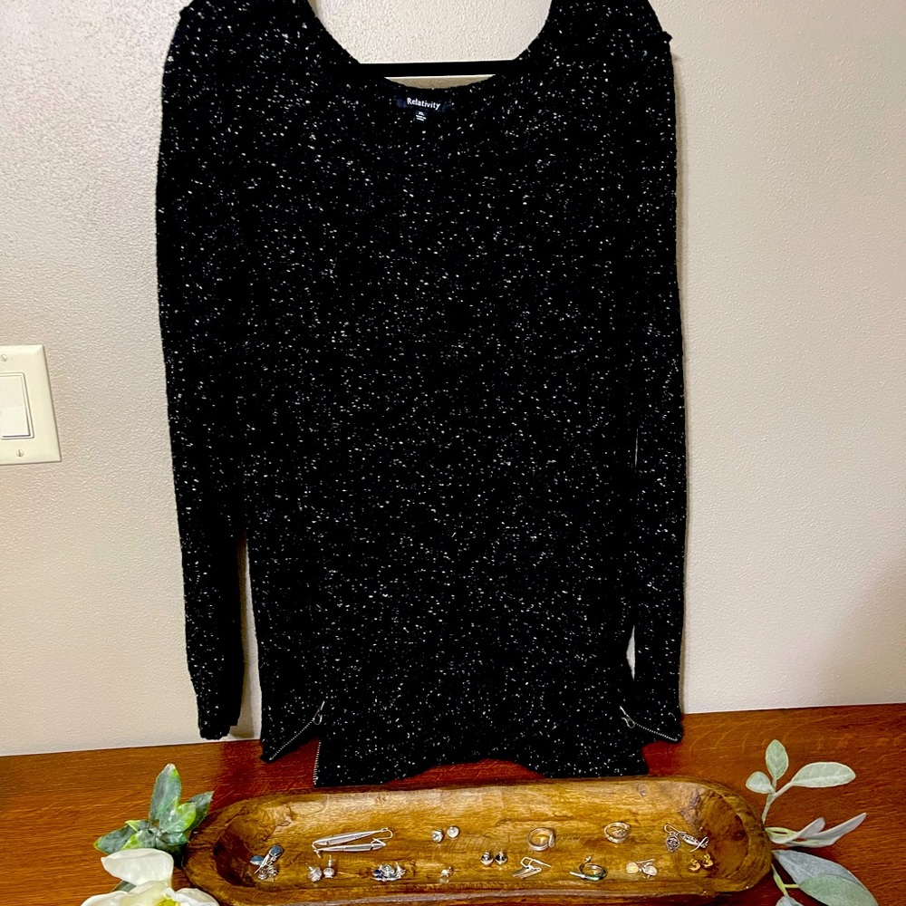 Zip-Side Sweater Marled Knit